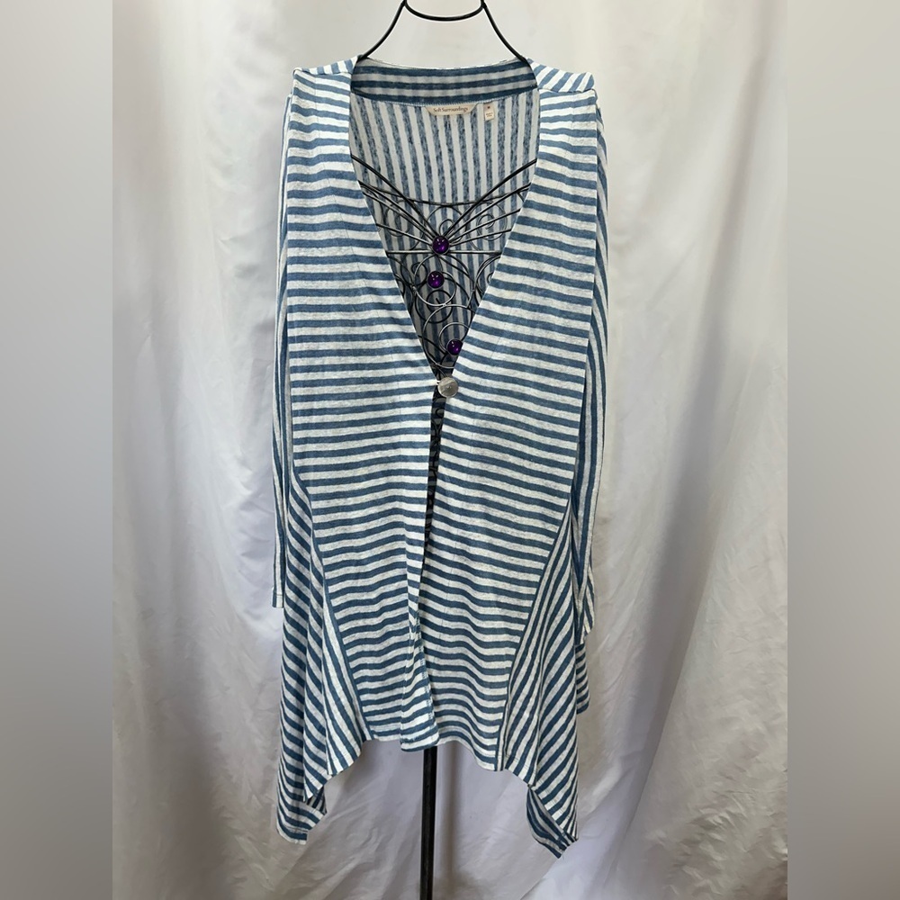 Soft Surrounding Cascadia linen striped cardigan size M